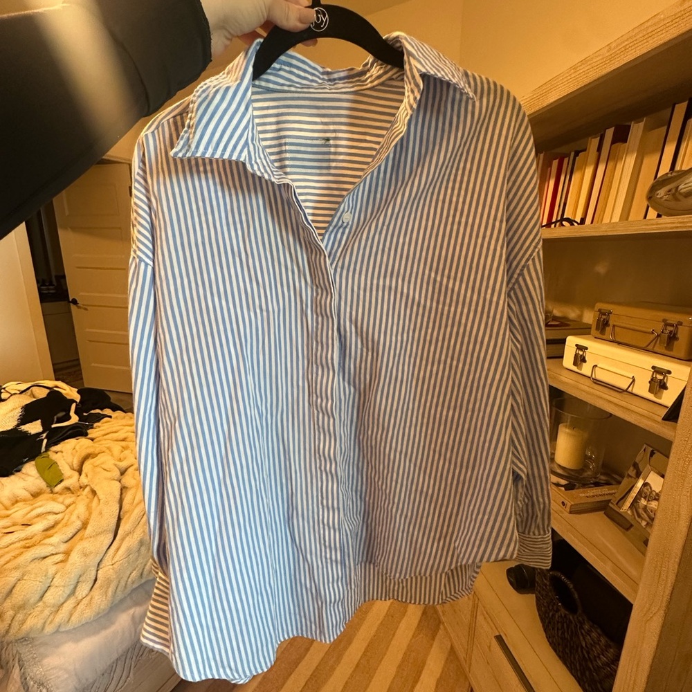 Daily Drills Striped Button Up Shirt
